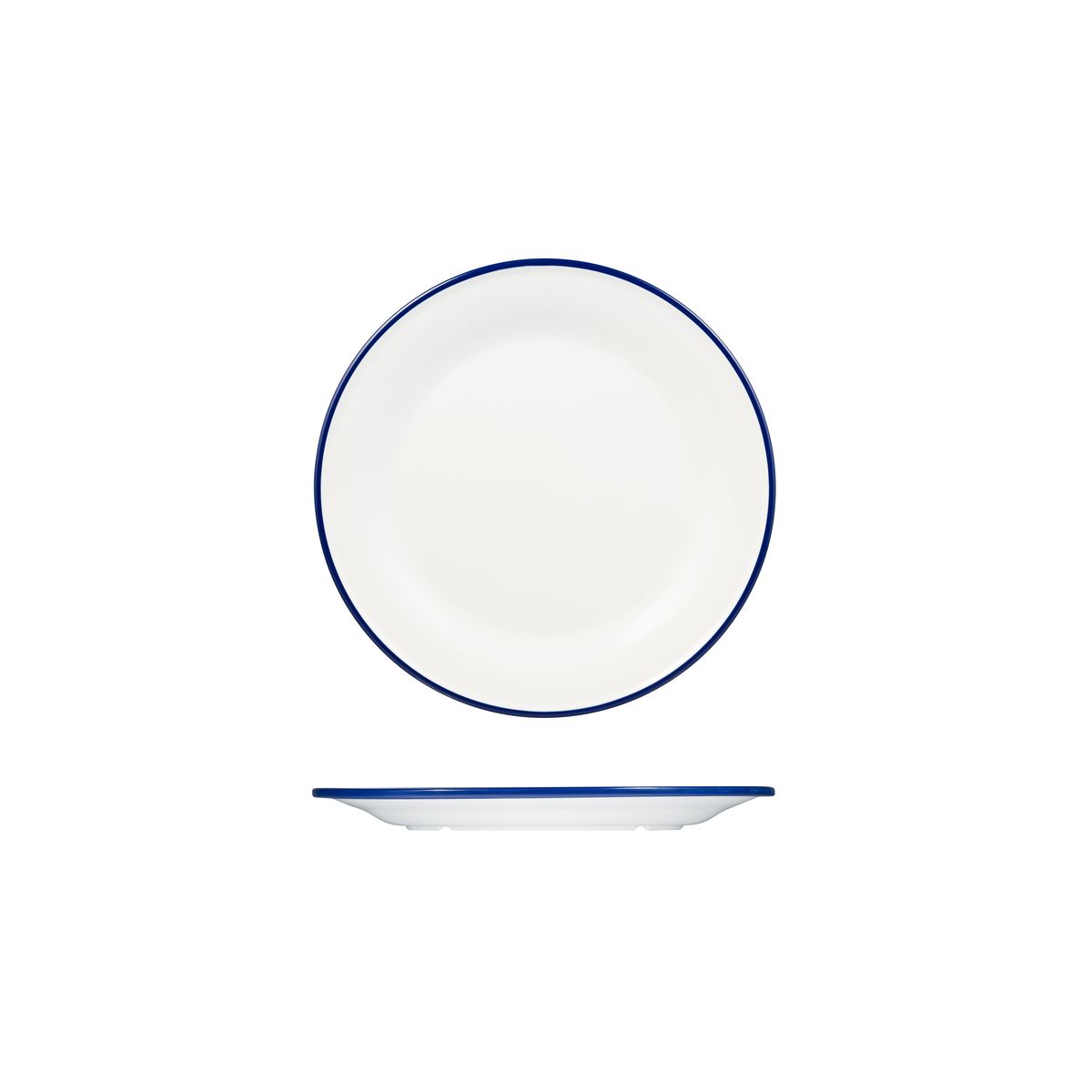 Ryner Melamine Evoke Rim Round Plate - Blue Rim - 220mm (Pack of 12)
