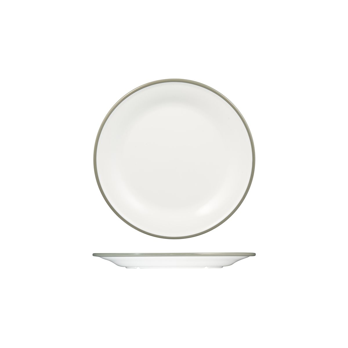 Ryner Melamine Evoke Rim Round Plate - Grey Rim (Pack of 12)