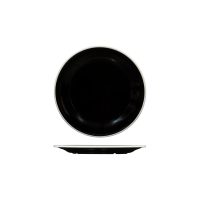 Ryner Melamine Evoke Round Plate - Black With White Rim - 220mm (Pack of 12)