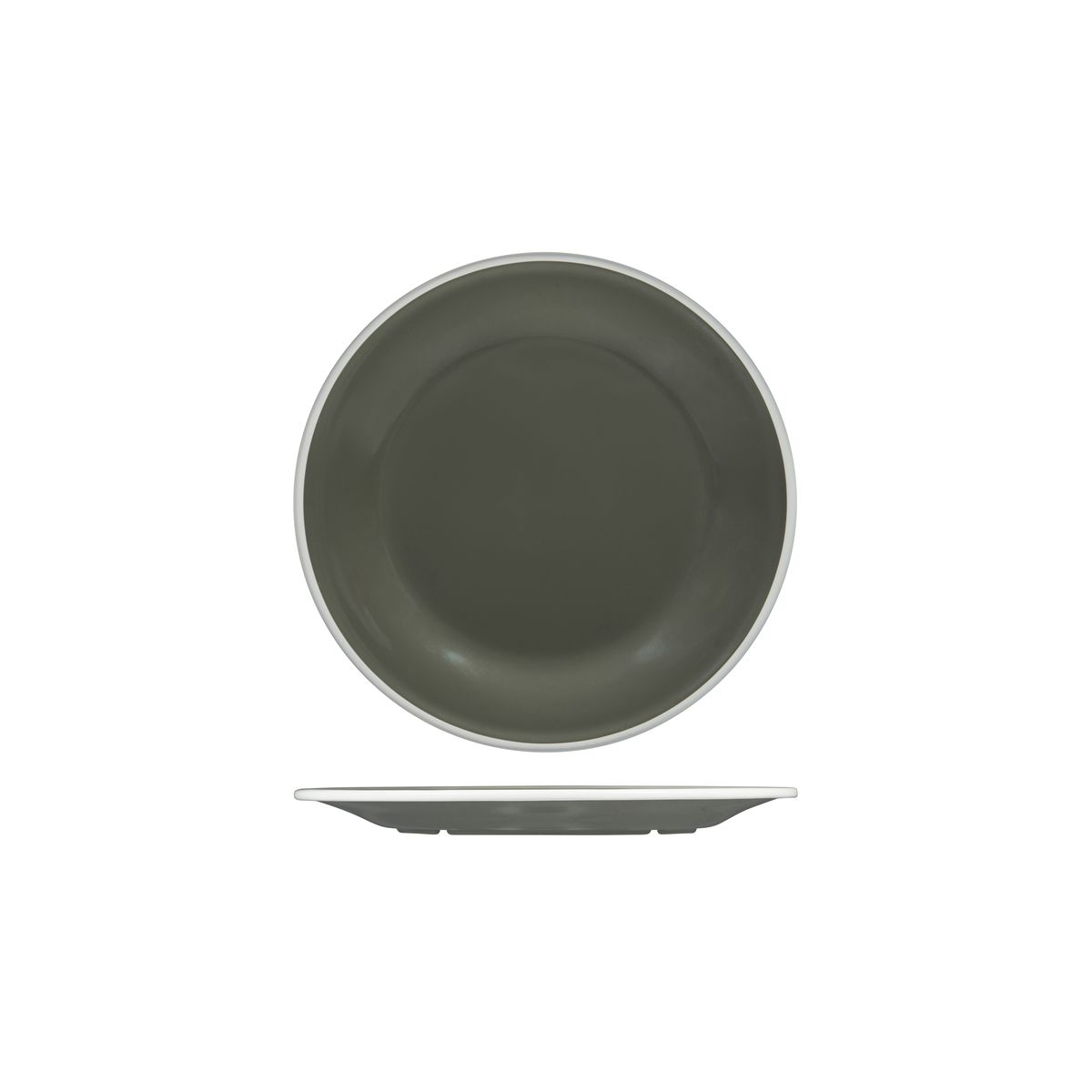 Ryner Buffetware Evoke Round Plate - Grey With White Rim - 220mm (Pack of 12)