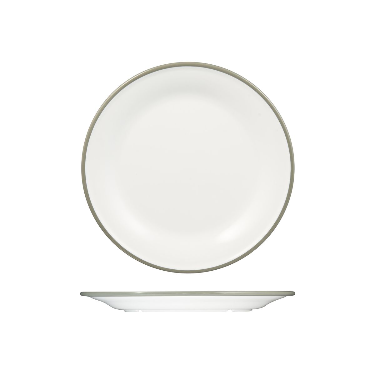 Ryner Melamine Evoke Rim Round Plate - Grey Rim - 270mm (Pack of 12)