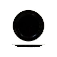 Ryner Melamine Evoke Round Plate - Black With White Rim - 270mm (Pack of 12)