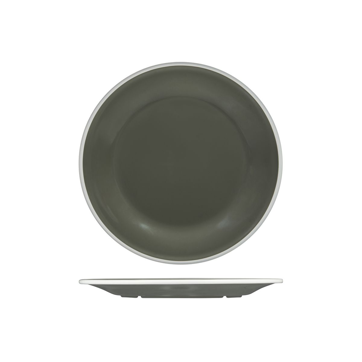 Ryner Buffetware Evoke Round Plate - Grey With White Rim - 270mm (Pack of 12)