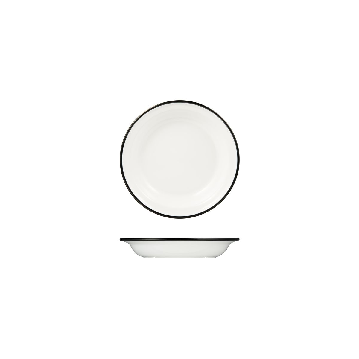 Ryner Melamine Evoke Deep Round Bowl - Black Rim - 380ml (Pack of 12)