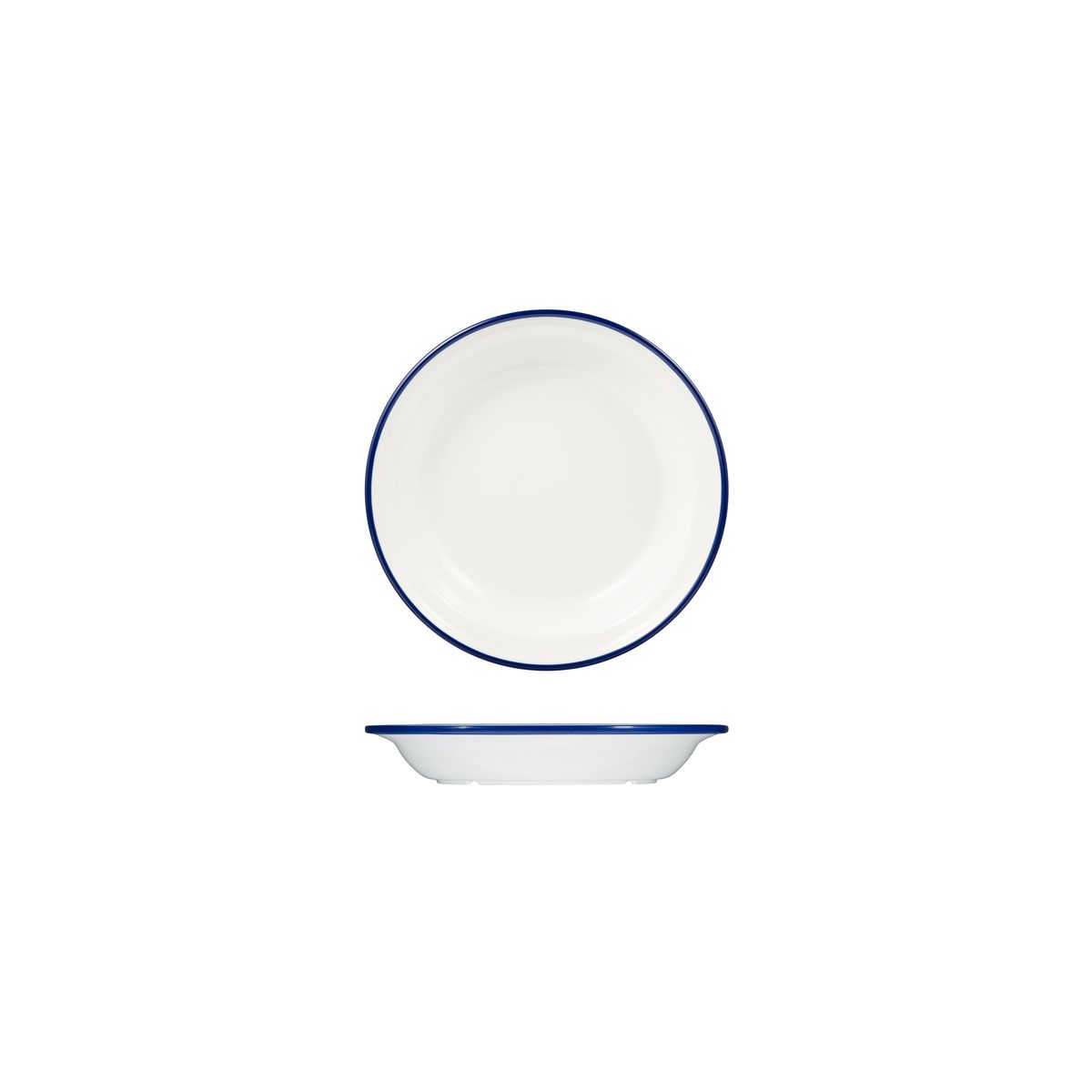 Ryner Melamine Evoke Rim Round Bowl - Blue Rim - 380ml (Pack of 12)