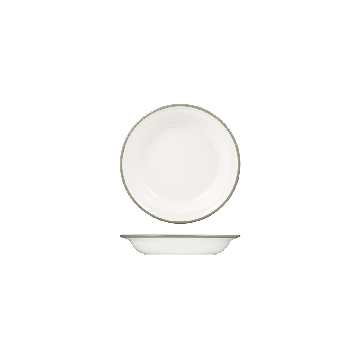 Ryner Melamine Evoke Rim Round Plate - Grey Rim - 380ml (Pack of 12)