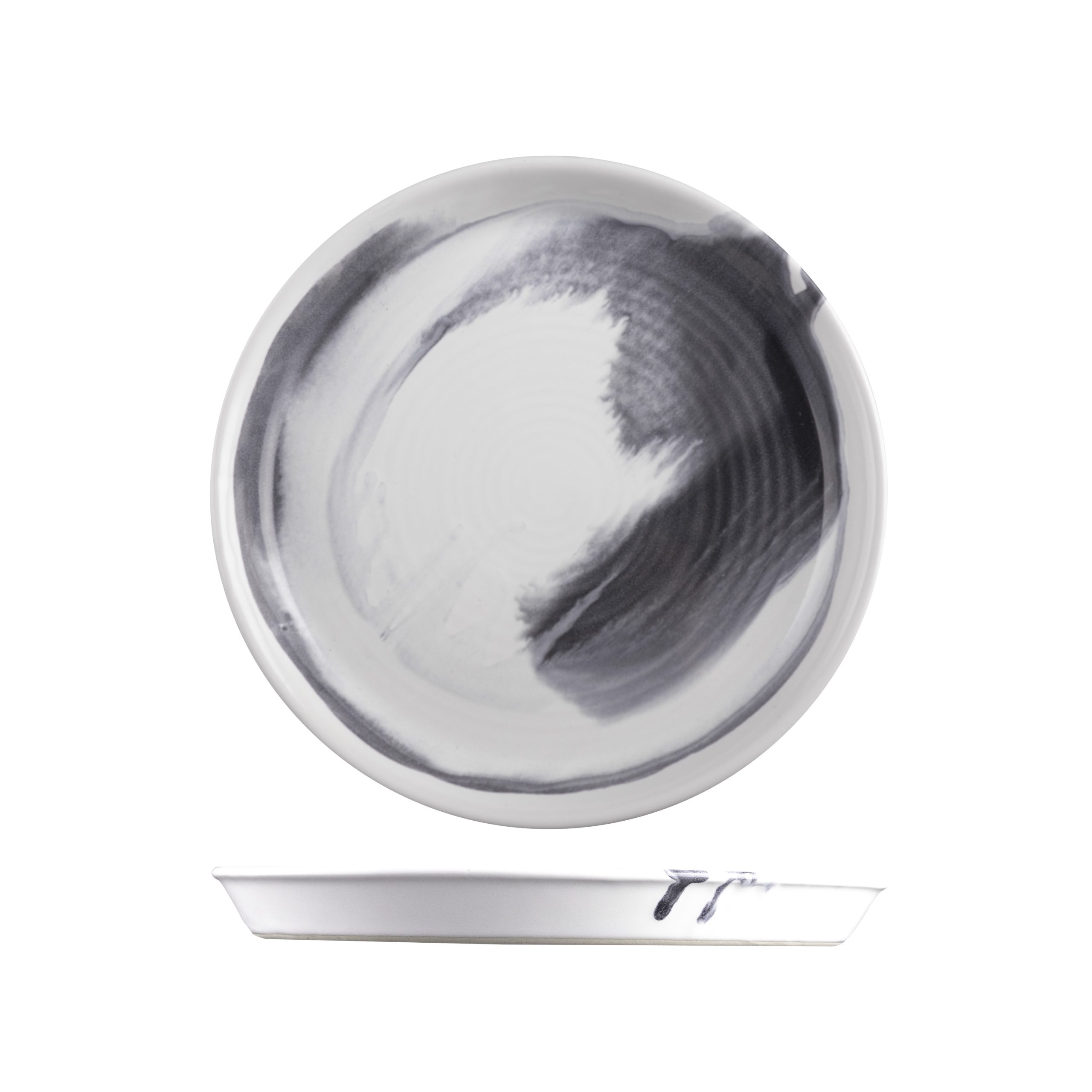 POTTR Finn Black Smoke Round Tapered Plate - 230mm (Pack of 6)