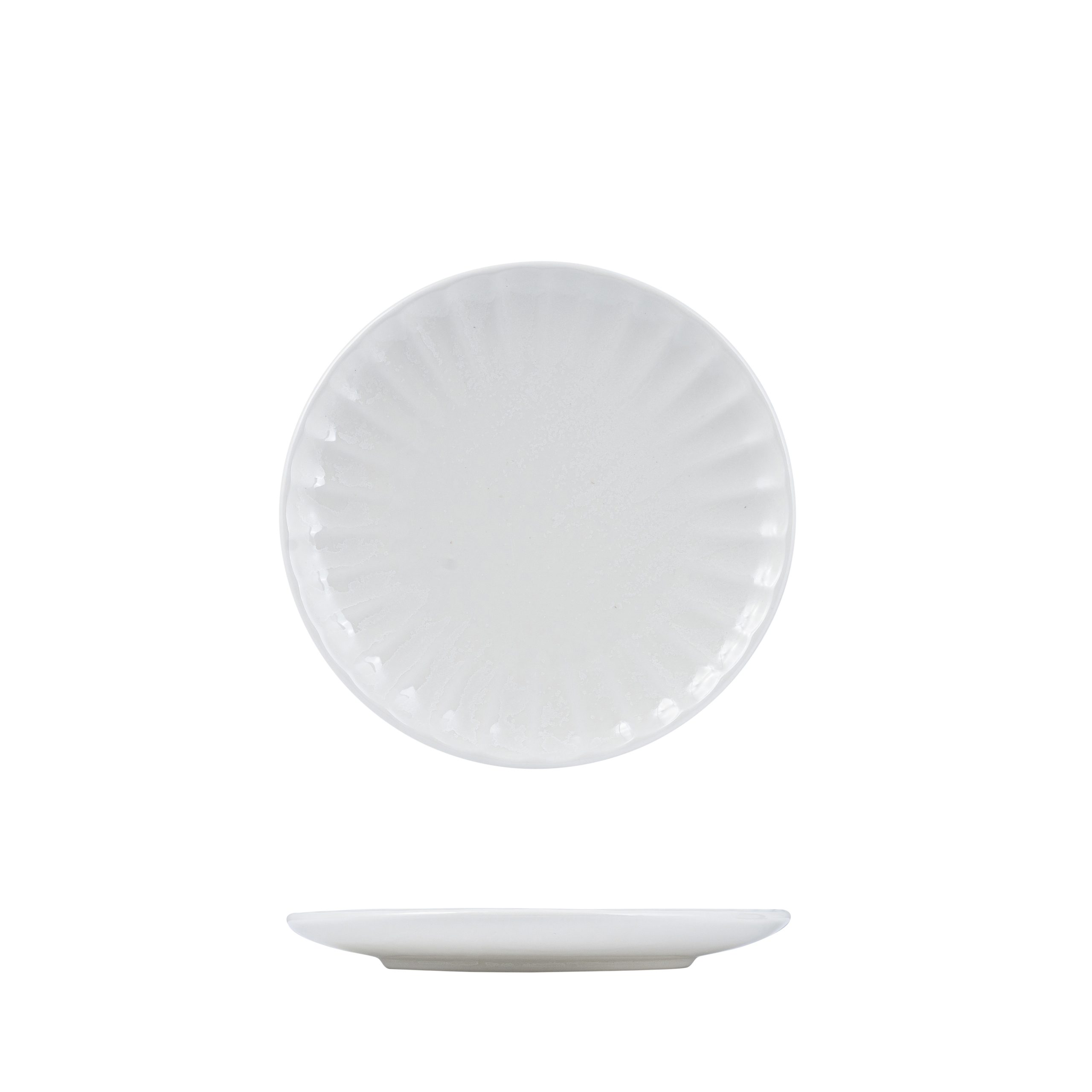 Moda Porcelain Snow Scalloped Round Plate - 205mm (Pack of 6)