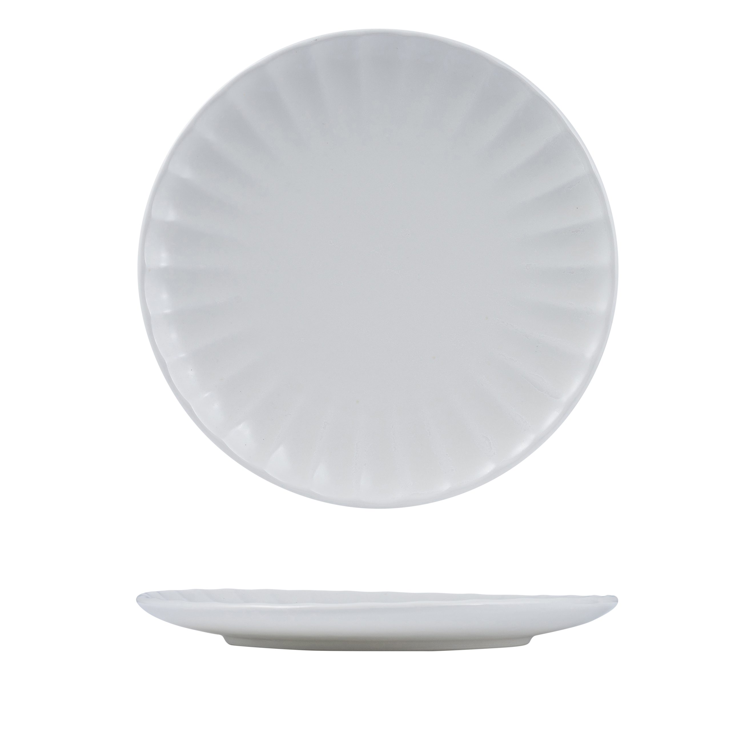 Moda Porcelain Snow Scalloped Round Plate - 260mm (Pack of 4)