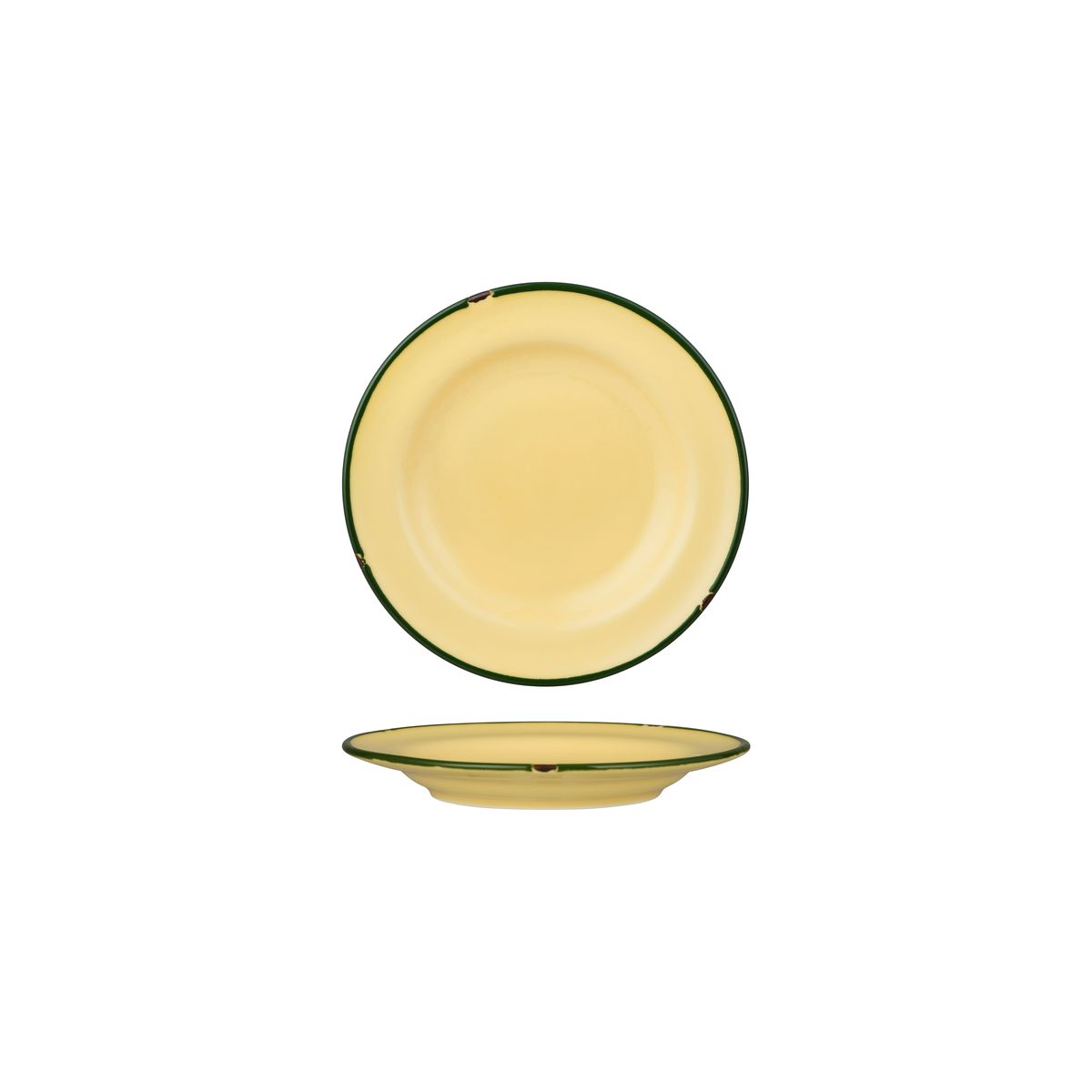 Luzerne Tintin Sand With Green Line - Round Plate - Wide Rim - 170mm (Pack of 6)