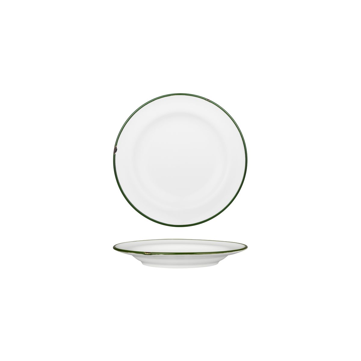 Luzerne Tintin White With Green Line - Round Plate - Wide Rim - 170mm (Pack of 6)