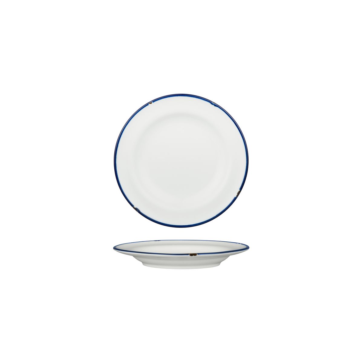Luzerne Tintin White With Navy Line - Round Plate - Wide Rim - 170mm (Pack of 6)