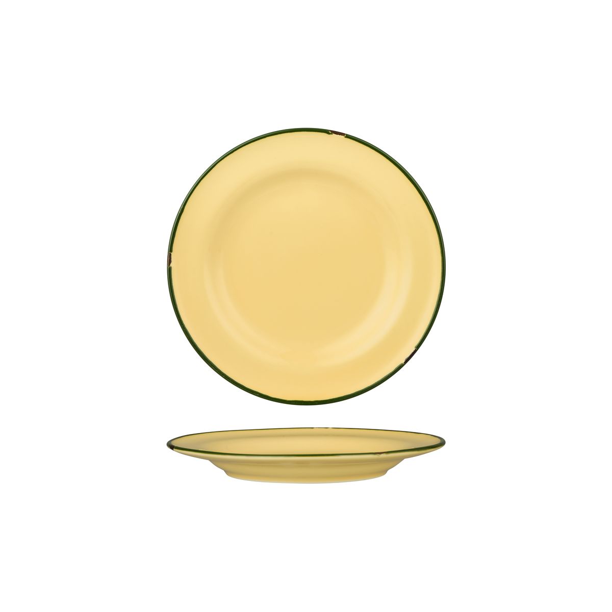 Luzerne Tintin Sand With Green Line - Round Plate - Wide Rim - 210mm (Pack of 6)