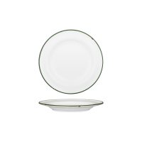 Luzerne Tintin White With Green Line - Round Plate - Wide Rim - 210mm (Pack of 6)