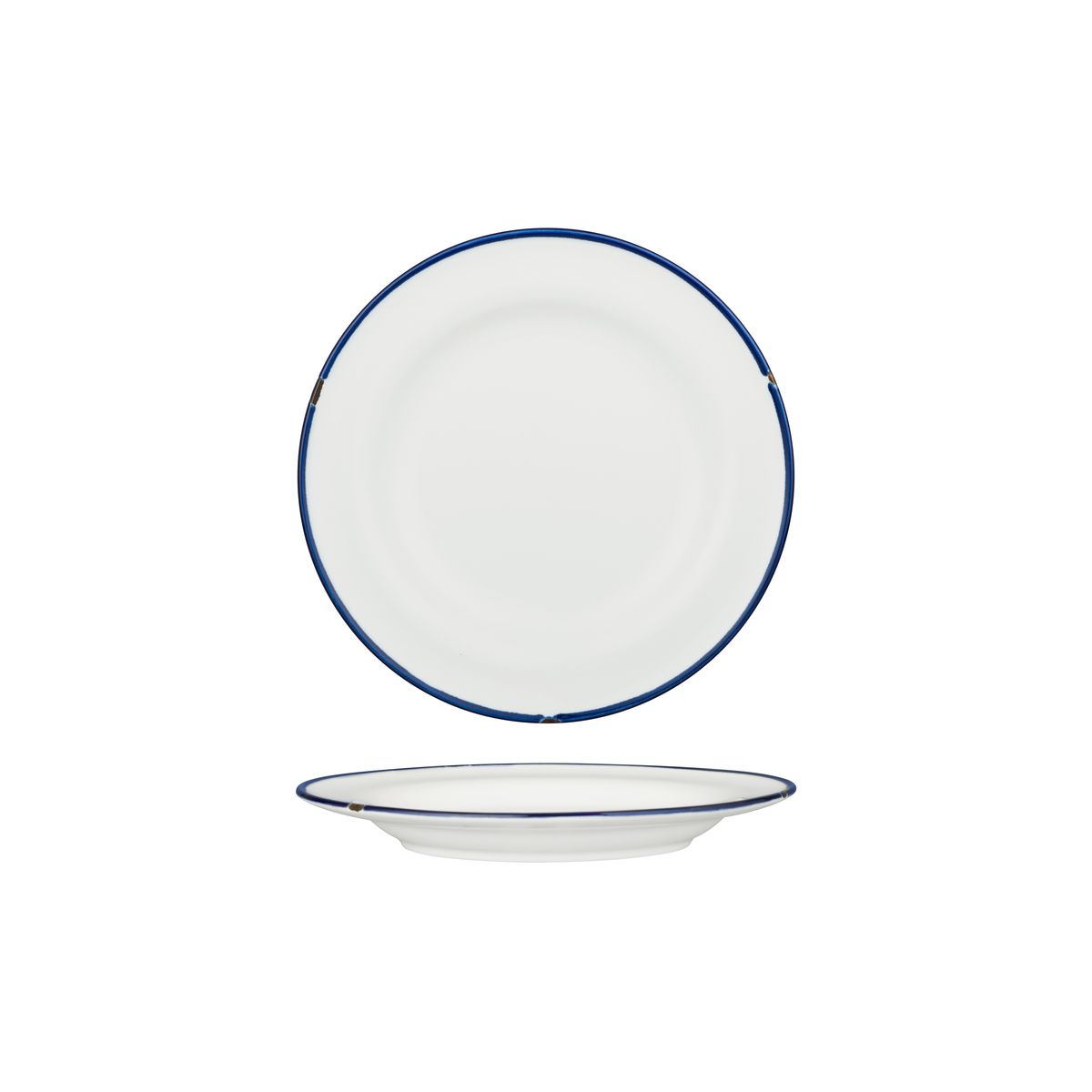 Luzerne Tintin White With Navy Line - Round Plate - Wide Rim - 210mm (Pack of 6)