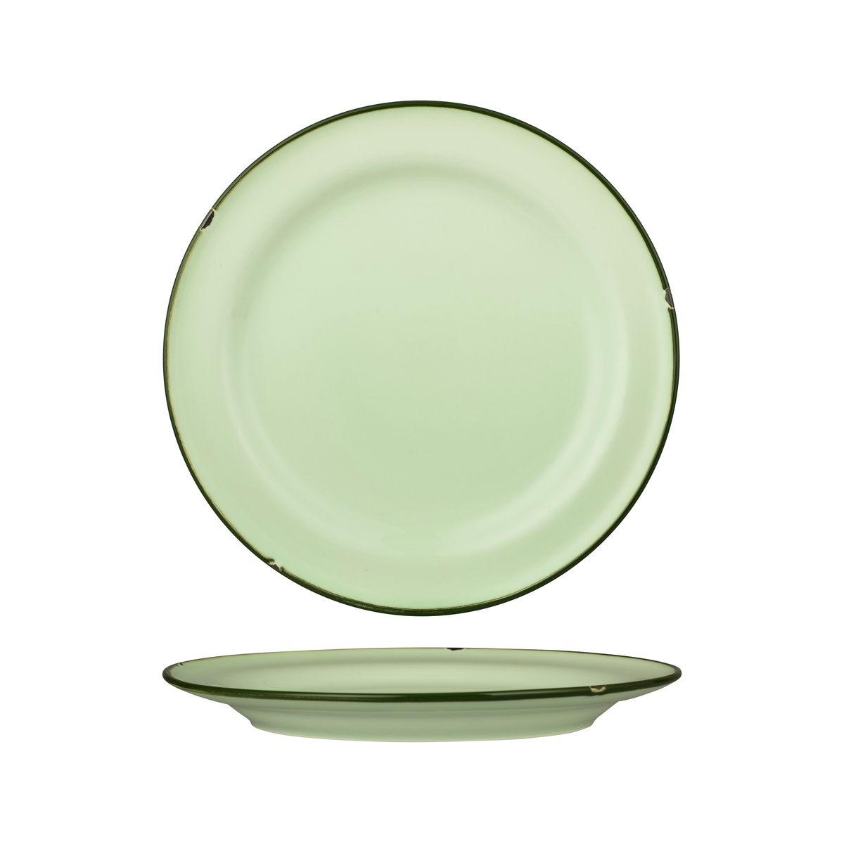 Luzerne Tintin Green With Green Line - Round Plate - Wide Rim - 270mm (Pack of 4)