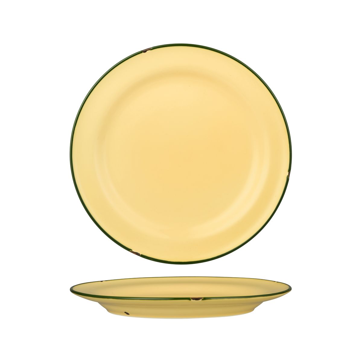 Luzerne Tintin Sand With Green Line - Round Plate - Wide Rim - 270mm (Pack of 4)