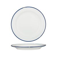 Luzerne Tintin White With Navy Line - Round Plate - Wide Rim - 270mm (Pack of 4)
