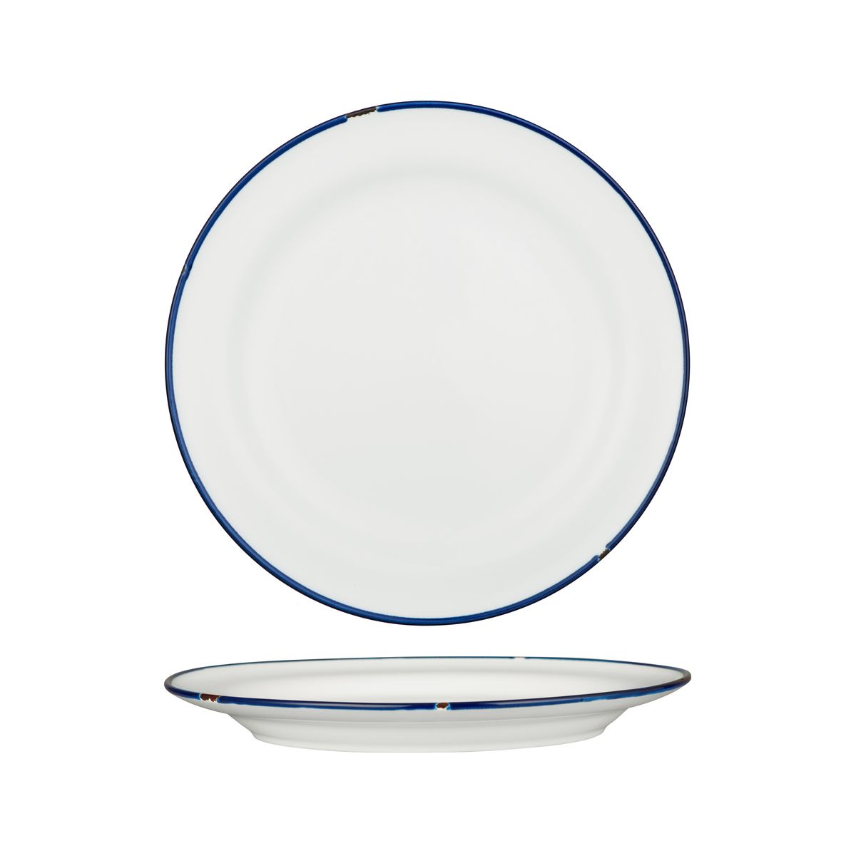 Luzerne Tintin White With Navy Line - Round Plate - Wide Rim - 270mm (Pack of 4)