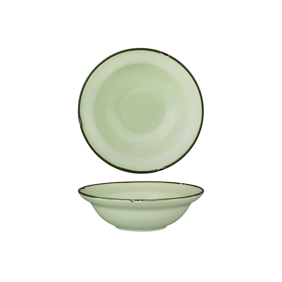 Luzerne Tintin Green With Green Line - Round Deep Bowl - 356ml (Pack of 3)