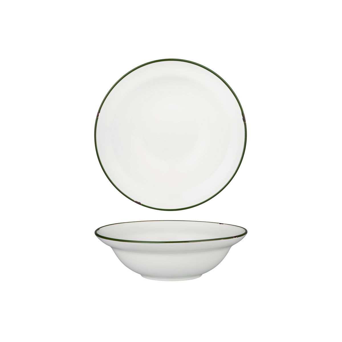 Luzerne Tintin White With Green Line - Round Deep Bowl - 356ml (Pack of 3)