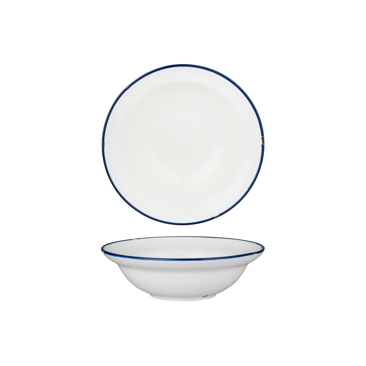 Luzerne Tintin White With Navy Line - Round Deep Bowl - 356ml (Pack of 3)