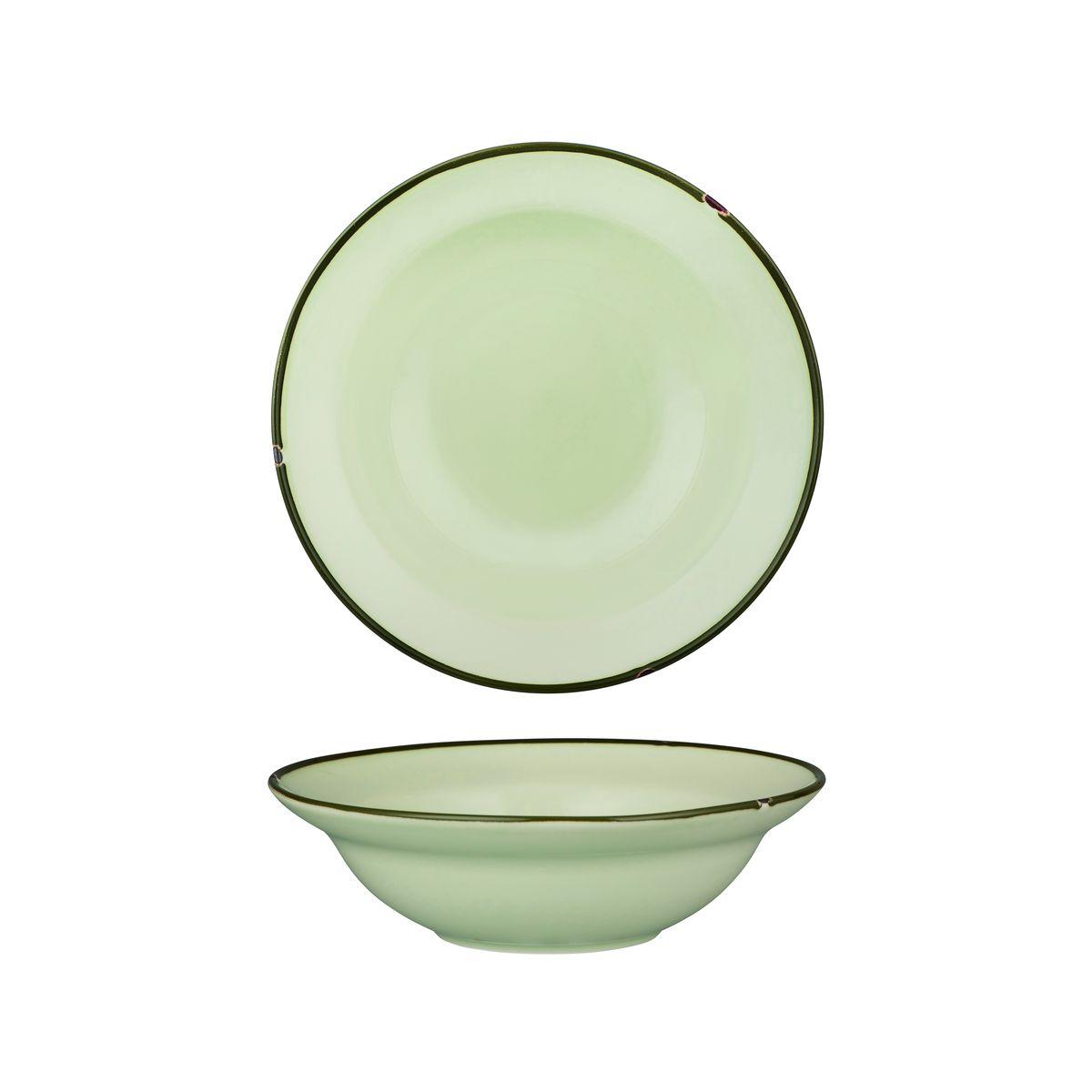 Luzerne Tintin Green With Green Line - Round Deep Bowl - 545ml (Pack of 3)