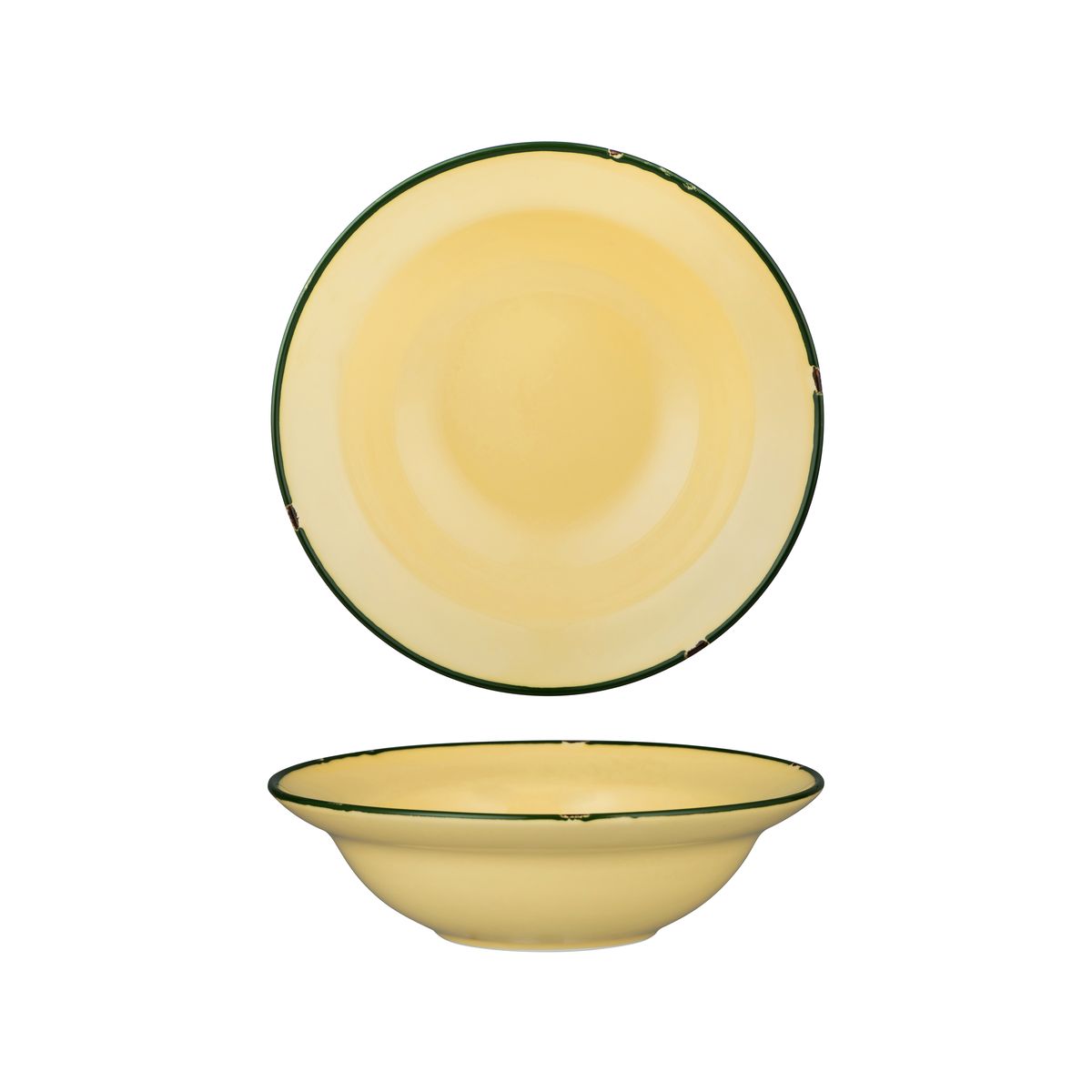 Luzerne Tintin Sand With Green Line - Round Deep Bowl - 545ml (Pack of 3)