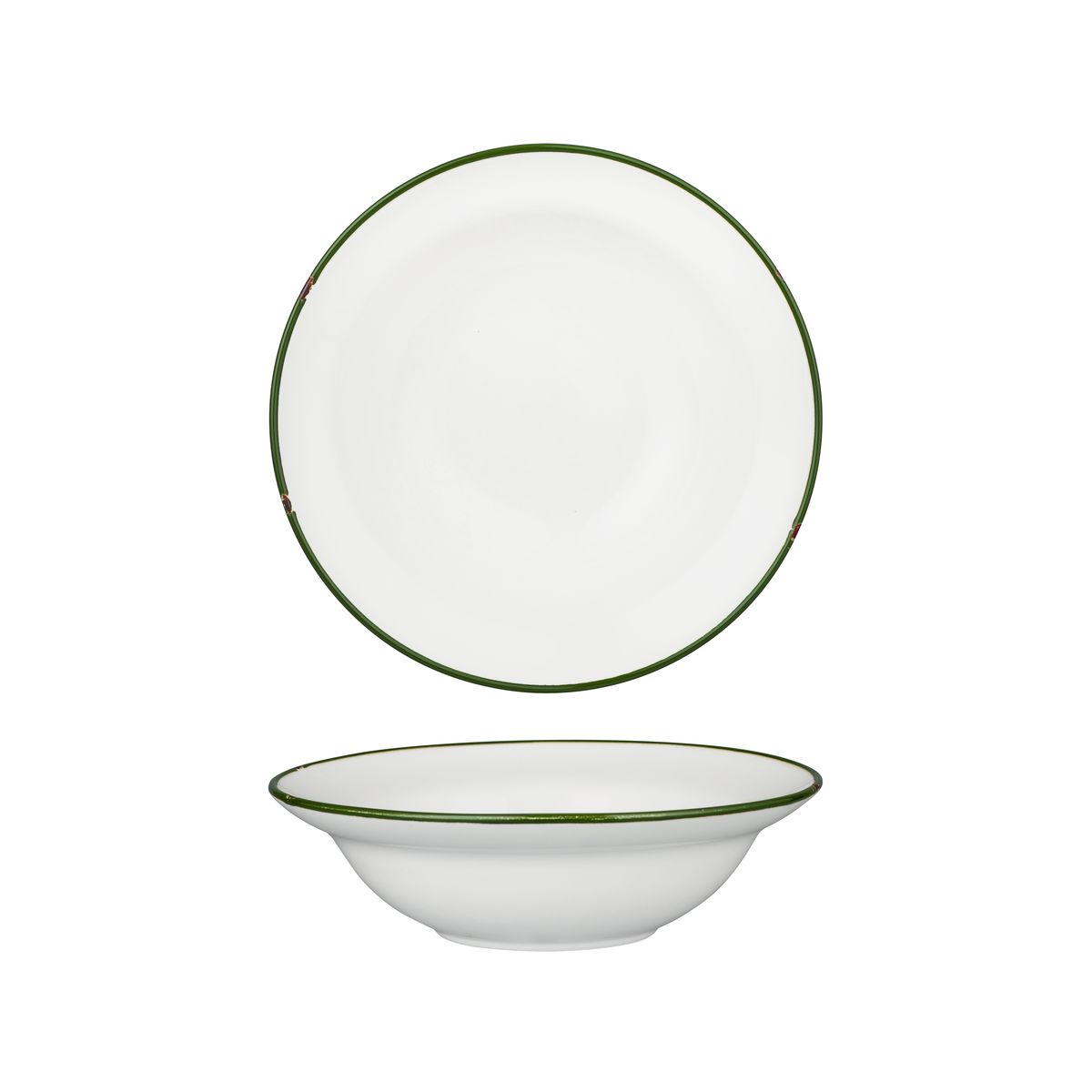 Luzerne Tintin White With Green Line - Round Deep Bowl - 545ml (Pack of 3)