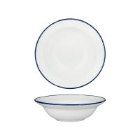 Luzerne Tintin White With Navy Line - Round Deep Bowl - 545ml (Pack of 3)