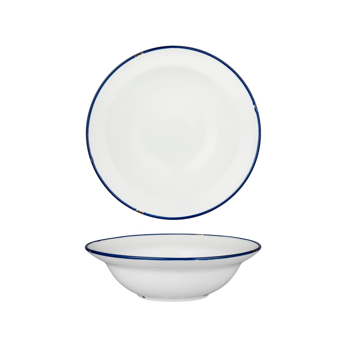 Luzerne Tintin White With Navy Line - Round Deep Bowl - 545ml (Pack of 3)