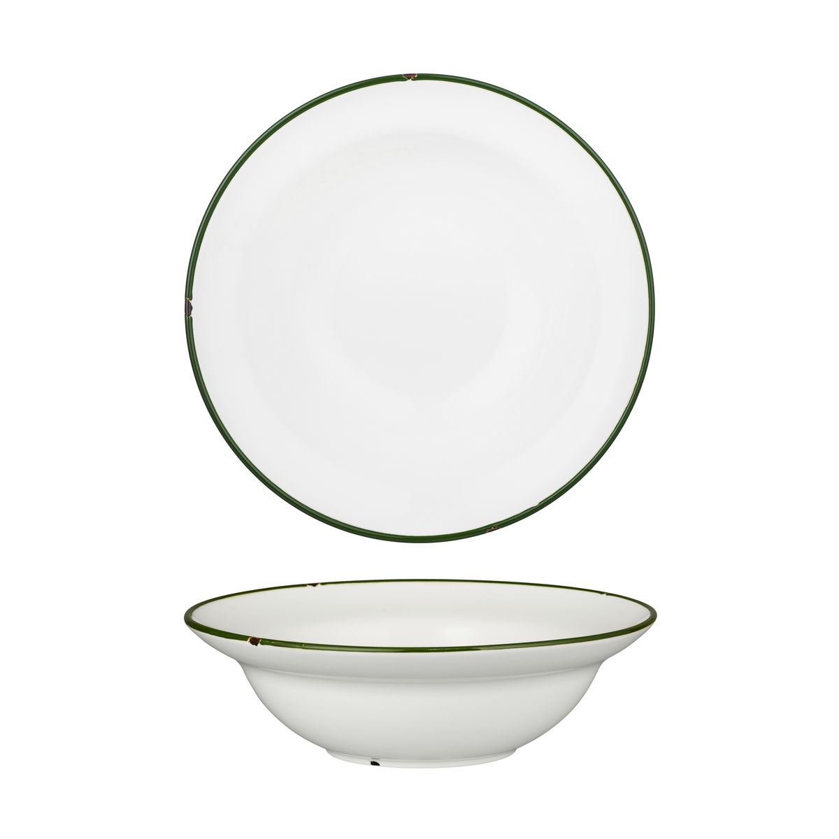 Luzerne Tintin White With Green Line - Round Deep Bowl - 728ml (Pack of 3)