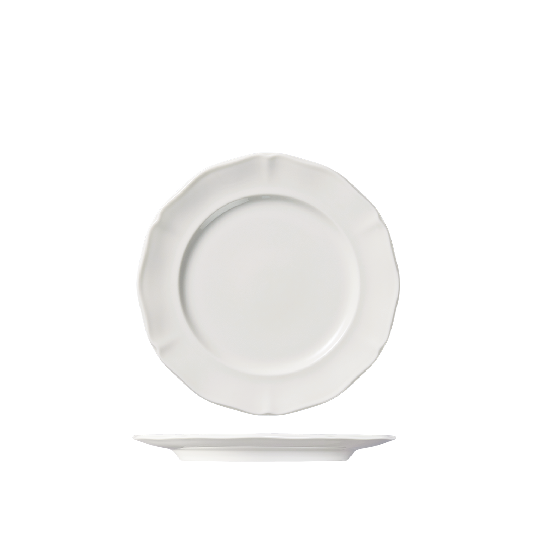 Luzerne Astoria Scalloped Round Plate - Wide Rim - 210mm - White (Pack of 6)