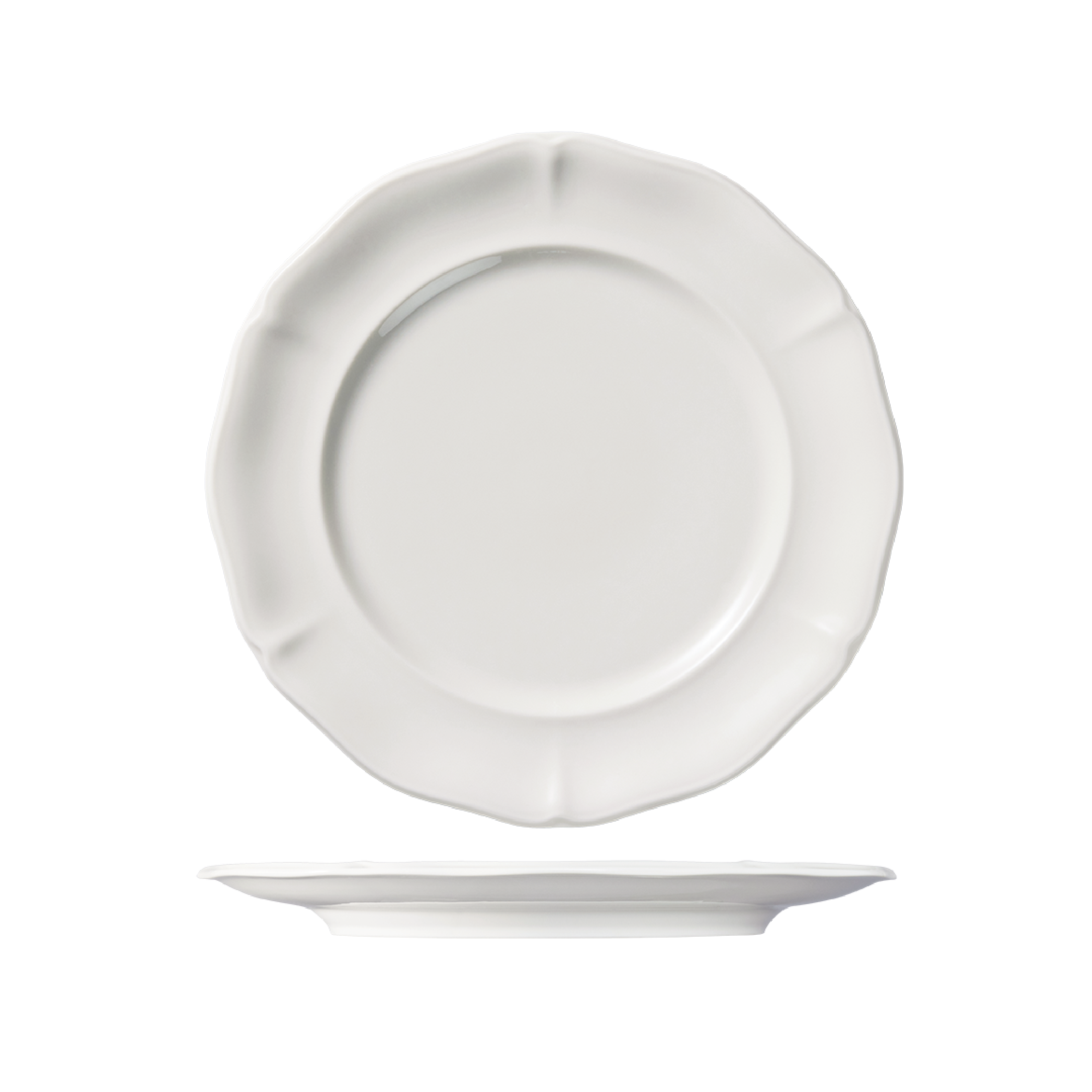 Luzerne Astoria Scalloped Round Plate - Wide Rim - 270mm - White (Pack of 4)