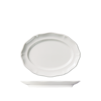 Luzerne Astoria Scalloped Oval Plate - Wide Rim - 250x190mm - White (Pack of 4)