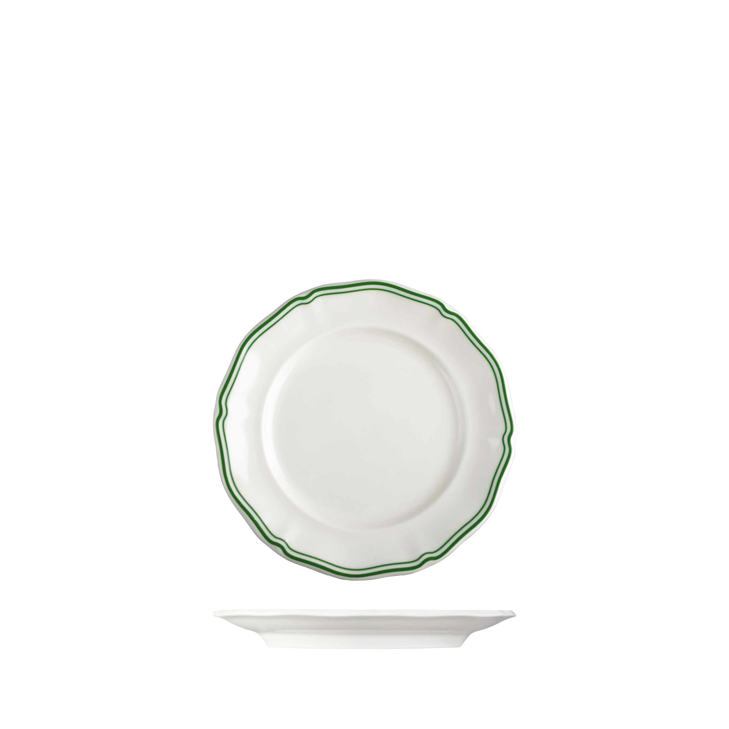 Luzerne Astoria Emerald Scalloped Round Plate - Wide Rim - 170mm (Pack of 6)