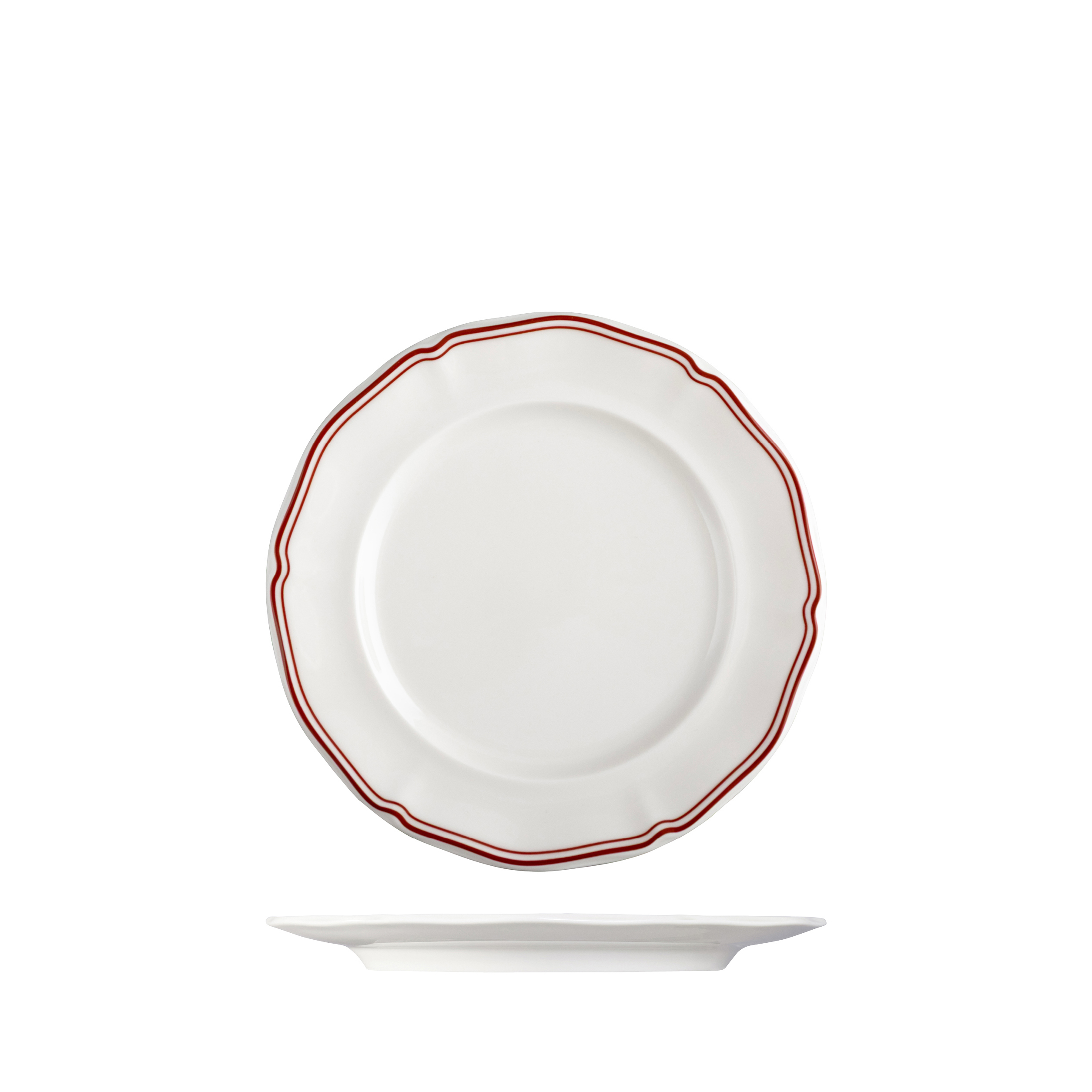 Luzerne Astoria Rosewood Scalloped Round Plate - Wide Rim - 210mm (Pack of 6)