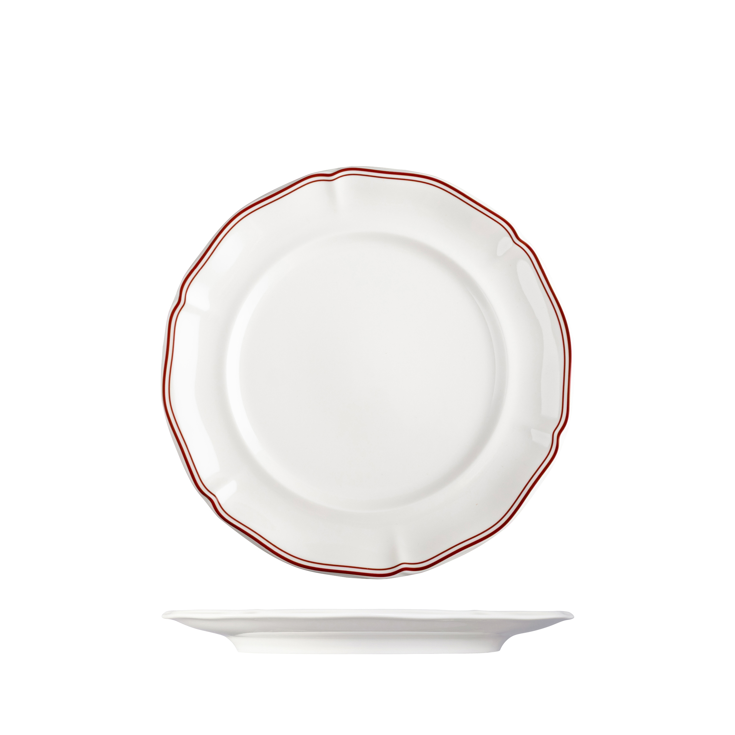 Luzerne Astoria Rosewood Scalloped Round Plate - Wide Rim - 230mm (Pack of 6)