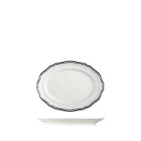 Luzerne Astoria Ink Scalloped Oval Plate - Wide Rim - 200x150mm (Pack of 6)