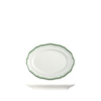 Luzerne Astoria Emerald Scalloped Oval Plate - Wide Rim - 200x150mm (Pack of 6)