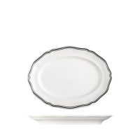 Luzerne Astoria Ink Scalloped Oval Plate - Wide Rim - 250x190mm (Pack of 4)