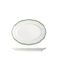 Luzerne Astoria Emerald Scalloped Oval Plate - Wide Rim - 250x190mm (Pack of 4)