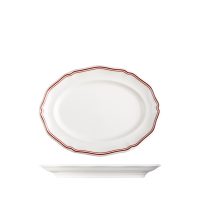 Luzerne Astoria Rosewood Scalloped Oval Plate - Wide Rim - 250x190mm (Pack of 4)