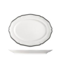 Luzerne Astoria Ink Scalloped Oval Plate - Wide Rim - 300x230mm (Pack of 3)
