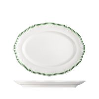 Luzerne Astoria Emerald Scalloped Oval Plate - Wide Rim - 300x230mm (Pack of 3)