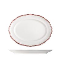 Luzerne Astoria Rosewood Scalloped Oval Plate - Wide Rim - 300x230mm (Pack of 3)