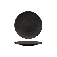 Luzerne Lava Matte Black Round Plate - Flat / Coupe - 210mm (Pack of 6)