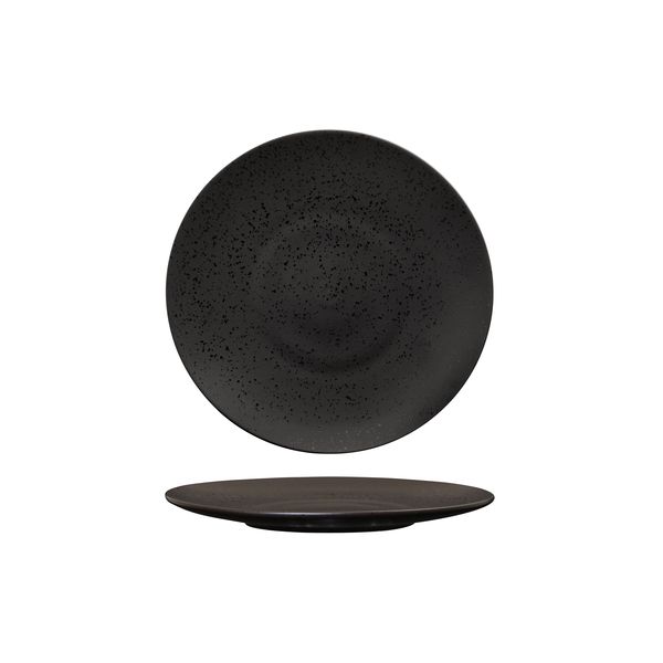 Luzerne Lava Matte Black Round Plate - Flat / Coupe - 210mm (Pack of 6)