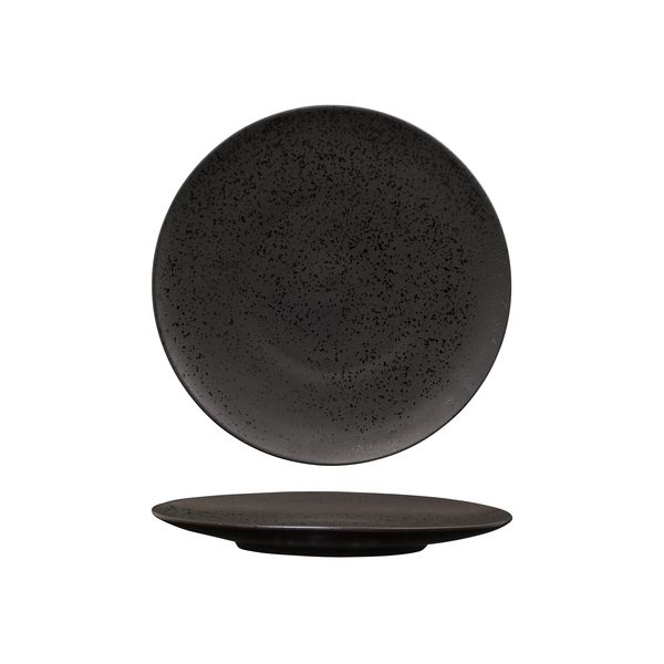 Luzerne Lava Matte Black Round Plate - Flat / Coupe - 230mm (Pack of 6)