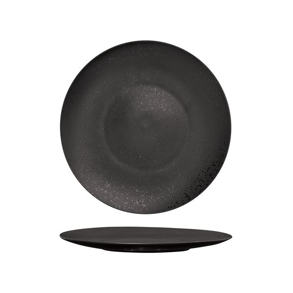 Luzerne Lava Matte Black Round Plate - Flat / Coupe - 280mm (Pack of 4)